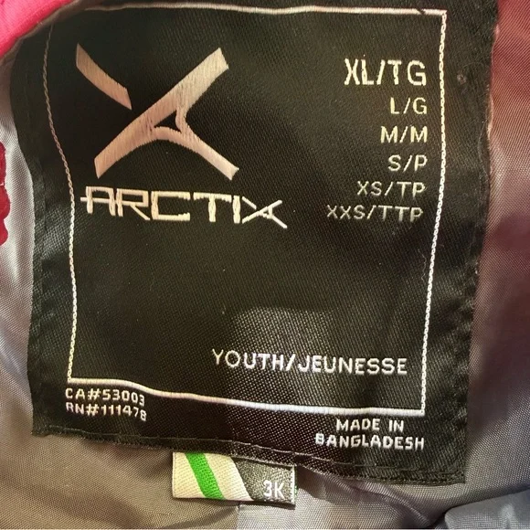 Arctix Youth Girl Snow Ski Bib Pants Jumpsuit Overalls in Pink size Junior XL - Picture 9 of 10